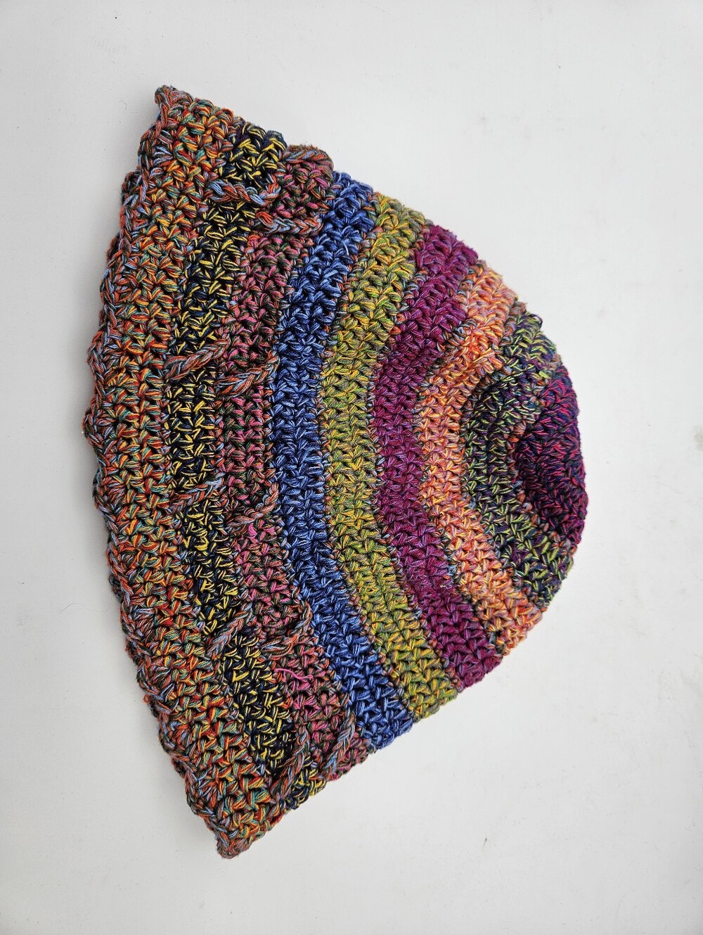 Vtg 90s Multicolor Crochet Cotton Beanie - Picture 2 of 2